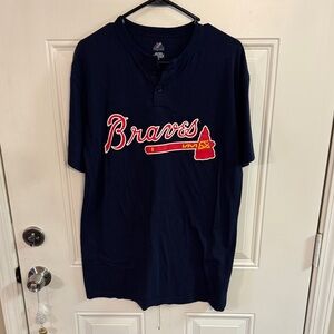Majestic Navy Blue Braves Short Sleeve Tee